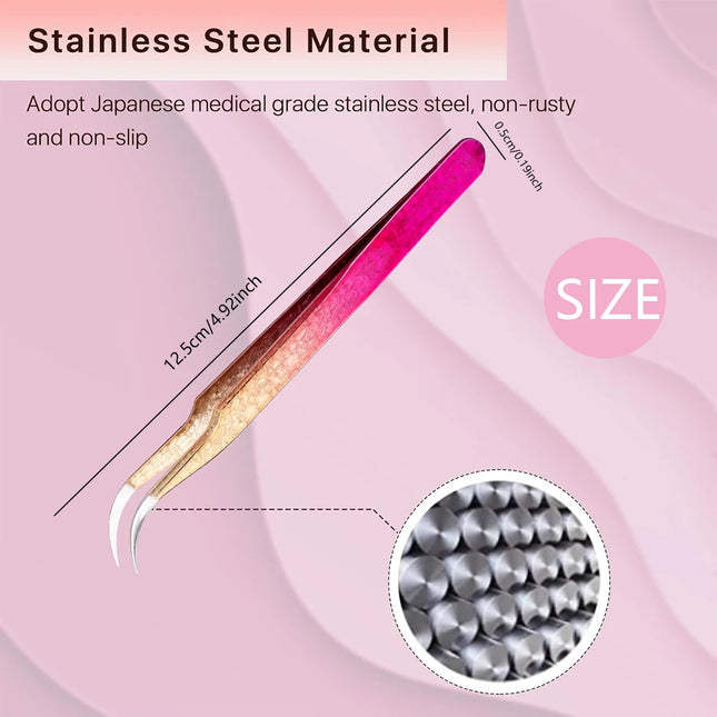1pc/5pcs Grafting Eyelash Stainless Steel Ice Flower Gradient Tweezers Precision Color Grafting False Eyelash Tweezers