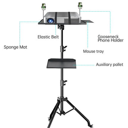 145cm Projector Tripod Stand Laptop Tripod Adjustable Height 23 to 63" Standing Desk Outdoor Computer Desk Stand for Studio