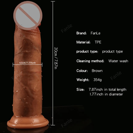 Realistic Movable Foreskin Dildos for Women 7.8'' Penis Double Silicone Skin Foreskin Cock Hands Play Men Couples Anal Dildo
