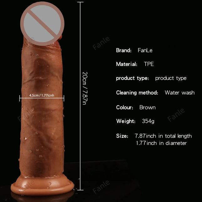 Realistic Movable Foreskin Dildos for Women 7.8'' Penis Double Silicone Skin Foreskin Cock Hands Play Men Couples Anal Dildo