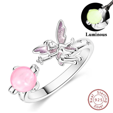 Adjustable Rings 925 Sterling Silver Mermaid Wing Dragon Sunflower Tulip Open Rings For Women Female Original Engagement Jewelry