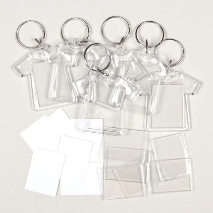 1/100pcs Blank Acrylic Picture Keychain DIY Clear Insert Photo Split Key Ring Frame Key Chains Anniversary Graduation Gift