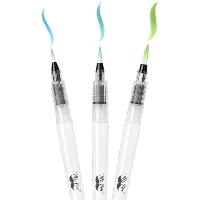 - Watercolor Brush Pens, 3 pcs, 3 x Point Tip Styles, Nylon Bristles, Refillable Watercolor Pens for Acrylic, Gouache, Crayons