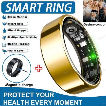 2026 New R02 Smart Ring with Charging Case for Men Women, Battery Life, 39 Days, Sleep Health Monitor, 5ATM Waterproof Smartring