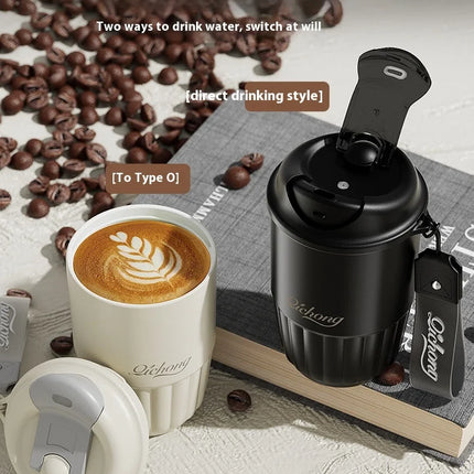 410ML Ceramic Liner Thermos Coffee Cup Travel Coffee Mug Vacuum Insulated Thermos For Coffee Thermal Cup Tumbler Christmas Gift