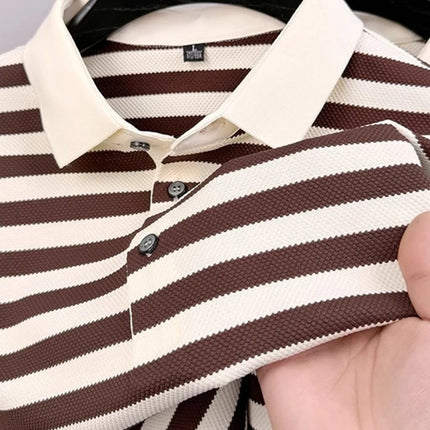 Summer Men's Short Sleeve Striped Polo Shirts Korean Fashion Casual Lapel Tee Shirt Man 2026 Golf Wear New Youth polos homme