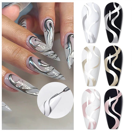 5ml Super Bright Silver Metallic Painting Liner Gel Nail Polish Drawing Stripe Graffiti Mirror Pull Line UV Gel Varnish