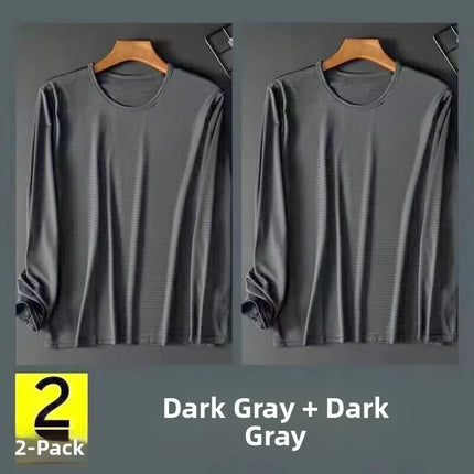 Ice Silk Long Sleeve T-Shirt Men's Summer Thin Mesh Breathable Sun Protection Quick Dry Outdoor Construction Base Shirt Air C...