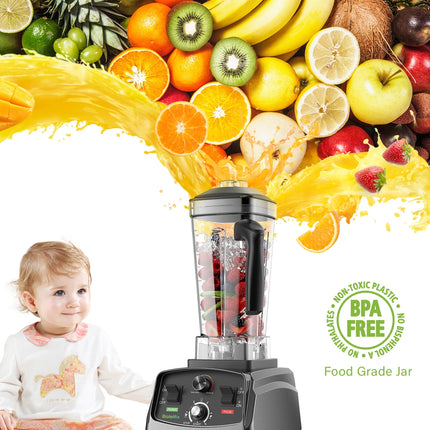 BioloMix 3HP 2200W Heavy Duty Grade Timer Blender Mixer Juicer Fruit Food Processor Ice Smoothies BPA Free 2L Jar