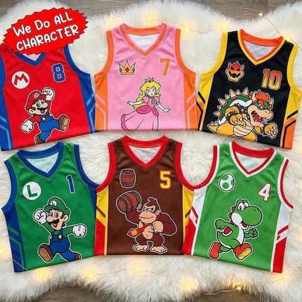 Bandai 2026 Donkey Kong Mario Full Character Summer Oversized Vest Jersey Family Matching Sports Vest