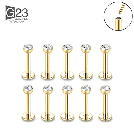 10pcs 20/18/16g G23 Titanium Piercing CZ Lip Labre Earrings set Lip Stud Ring Tragus Free Spiral Cartilage Jewelry For Women