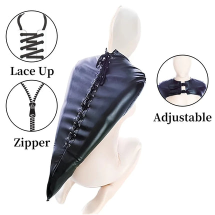 Adult Upper Body Harness Single Glove Arm Binder with Double Face Zipper Full Bondage Mask Hood for Couple BDSM Cosplay Sex Toys