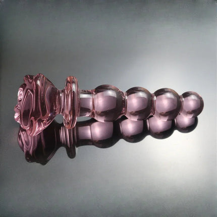 Rose Glass Bullet Butt Plug Transparent Pink Stimulating Anal Masturbation Beads Penetration Anal Plug Adult Sex Toy