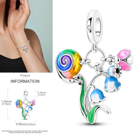 New 925 Sterling Silver Cactus Four Leaf Clover Charm Spring Green Series Bead Pendant For Original Beads Bracelet DIY Jewelry