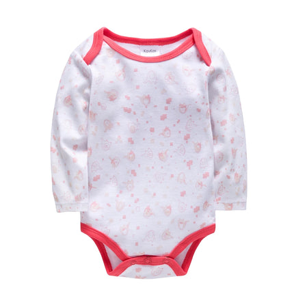 KAVKAS 3 Pcs Baby Girls Clothing Pink Romper Newborn Babies Bodysuit Red New Year Jumpsuit 100% Cotton Soft Infants Outfit 0-24M