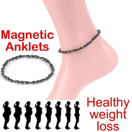 Lose Weight Girl Women Men Charm Magnetic Black Stone Anklet Anklet Anklet Hematite Magnetic Obsidian Natural Slim Therapy G3K5