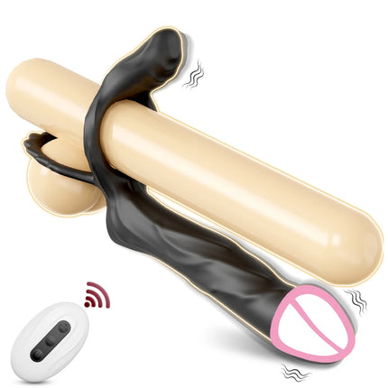 APP Controlled Double Penetration Vibrator Sex Toys for Couple Thrusting Anal Plug Vibrator with Penis Cock Ring Adult Products