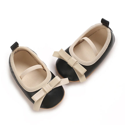 Baby Shoes Newborn Girls Princess PU Preschool Shoes Formal Shoes Bow Princess Wedding Party Anti slip First Step Shoes 0-18M