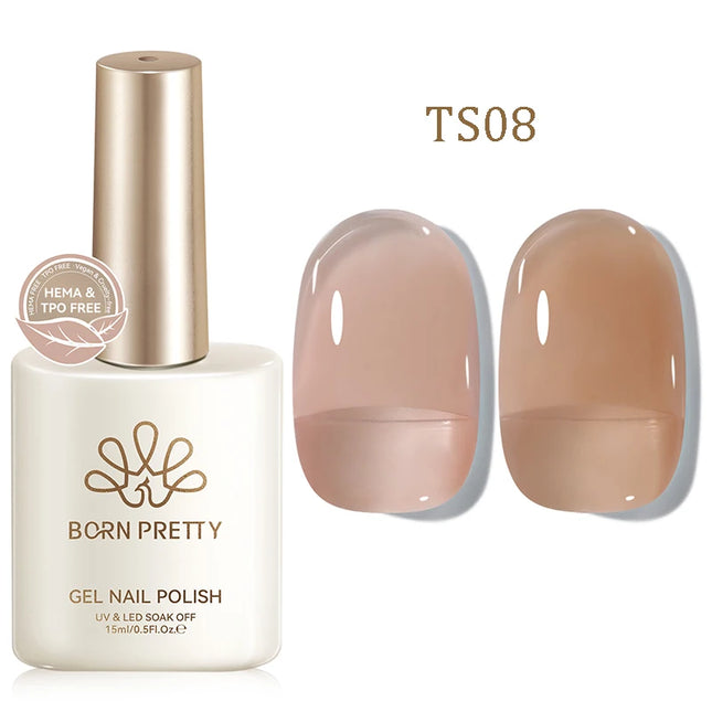 BORN PRETTY 15ml Jelly Gel Polish Milky White Nude Glitter Soak Off LED UV Gel Semi Permanent Nail Art Manicure Gel Varnish
