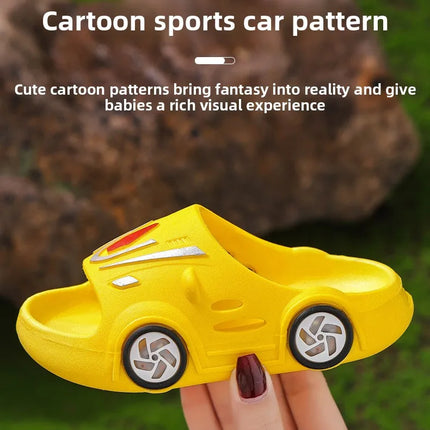 Kids Luminous Slippers Summer Indoor Cartoon Car Girls Shoes Soft Anti-slip Boy Beach Shoes Fashion Outdoor Children LED Slipper