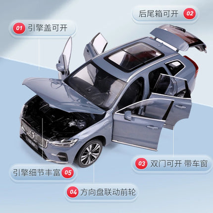 1/18 XC60 2022 SUV Diecast Alloy Car Model Toys Hobby kids gifts White/Silver/Gray Gift Collection Ornaments Display