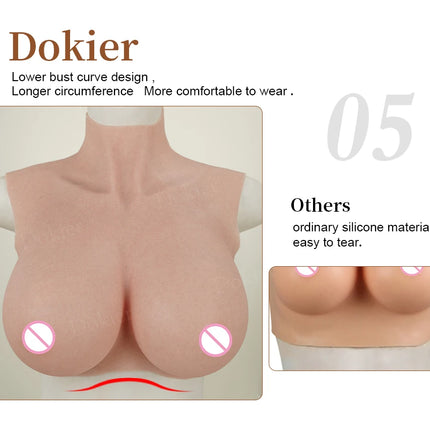 Dokier Realistic Silicone Breast Forms Fake Boobs Tits Shemale Transgender Sissy Drag Queen Crossdresser Breastplates Cosplay