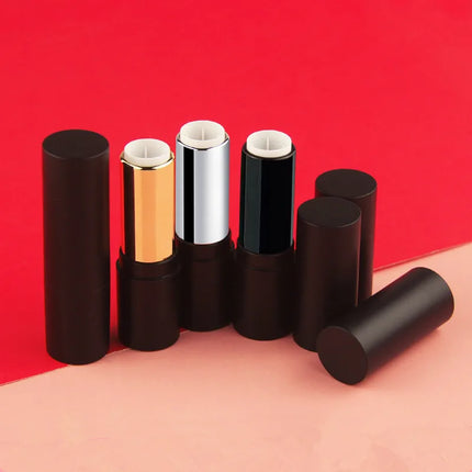 20/50/100pcs 12.1mm Black Silver Gold Round Empty Lipstick Tube Lip Balm Container Lipstick Shell Packaging Cosmetics Refillable