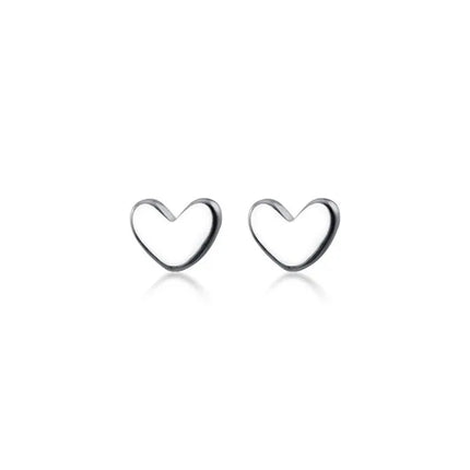 Trendy Minimalist Real 100% 925 Sterling Silver Mini Small Love Heart Stud Earrings for Women Student Teen Jewelry Gift