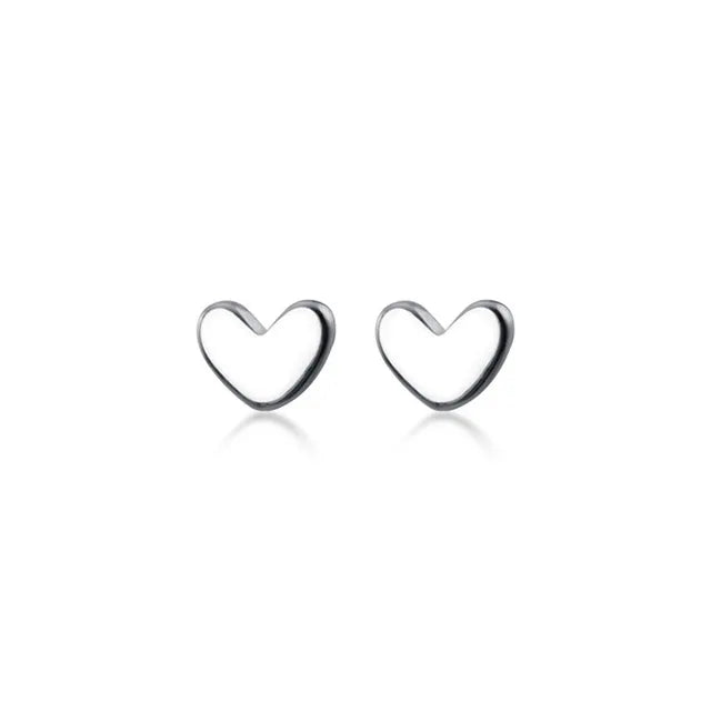Trendy Minimalist Real 100% 925 Sterling Silver Mini Small Love Heart Stud Earrings for Women Student Teen Jewelry Gift