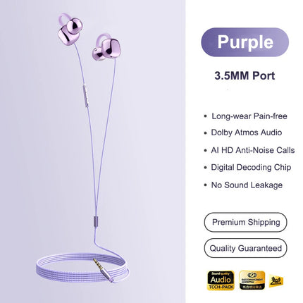 Lenovo 3.5mm/Type-C Clip-On Wired Earphones Bone Conduction HiFi Sound Ultra Light Noise Cancelling Mic For Gaming Work Travel