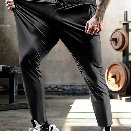 Men's Wide Pants Gift Sweatpants High Stretch Fabric Waist Drawstring Zipper Pockets Gym Workout Jogging Sports End Clothing Man
