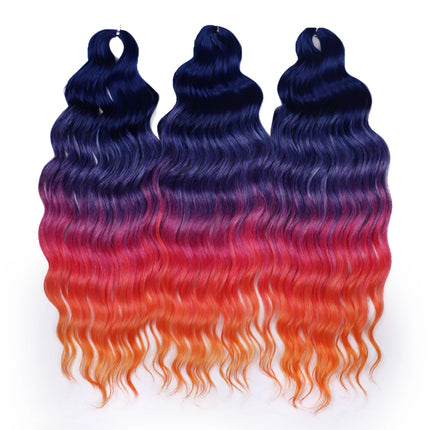 Noble Braiding Hair Extensions 24 Inch Synthetic Hair Water Wave Ombre Rainbow color Deep Wave Curl Twist Crochet Hair Extension