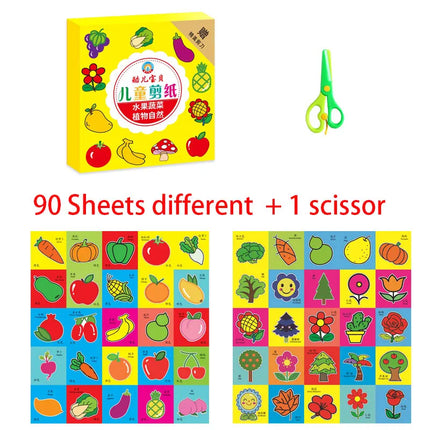 49-91pcs Learn Scissor Skills Cut Paper Craft Toys Safety Scissors Preschool Cutting Practice Activity Book Toddlers Kids Gifts
