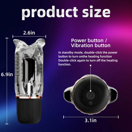 Male Masturbator Penis Trainer Male Vibrator Mouth-Wrapped Penis Vibrator Adult Toys with Heating Pocket Pussy Stroker Adult Sex