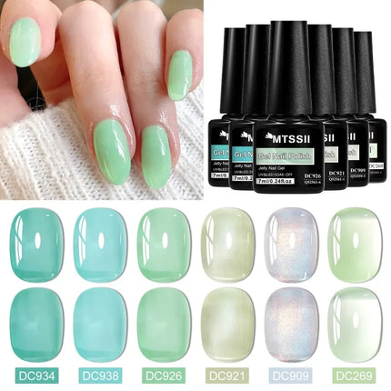 6pcs Jelly Gel Nail Polish Set All-Season Nails DIY Nail Art UV/LED Painting Varnish Gel Manicure Kit Long Lasting Nail Supplies