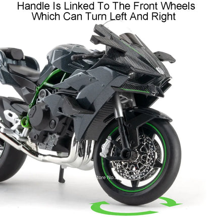 1:12 Kawasaki H2R BWM S1000RR Alloy Motorcycle Toys Diecast Miniature Car Front Wheel Steering Motorbike Children Christmas Gift