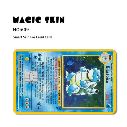 Pokemon Card Decals Credit Card Skin cartoon 2.5D Matte Frosted Pikachu Blastoise Waterproof Stickers for Debit card Decor film