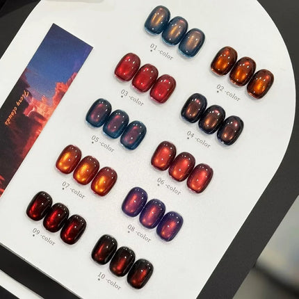 WS 10ML Red Wine Cat Magnetic Gel Nail Polish Glitter Semi Permanant Soak Off UV LED Gel Varnish For Manicure DIY Nail Supplies
