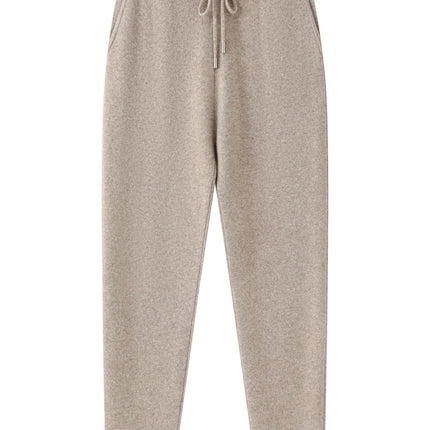 Autumn Winter Thick Men's High Waist Small Foot Pants 100% Merino Wool Knitted Pants Casual Fashion Solid Color Warm Pants