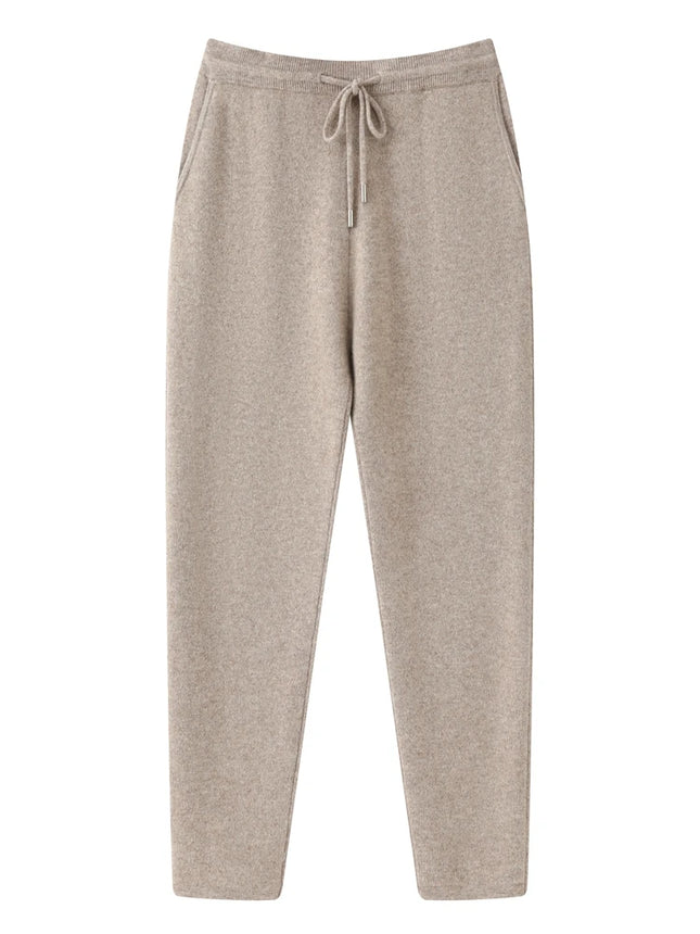 Autumn Winter Thick Men's High Waist Small Foot Pants 100% Merino Wool Knitted Pants Casual Fashion Solid Color Warm Pants