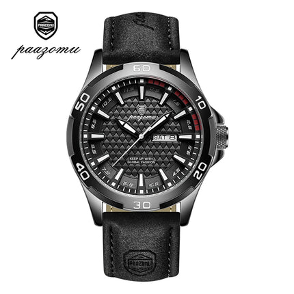 PAAZOMU Men's Luxury Brand Watch Waterproof Luminous Date Week Quartz Wristwatch for Men Stainless Steel Fashion Sports Watches