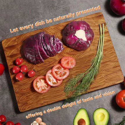 Teak Wood End Grain Cutting Boards for Kitchen, Large Wood Chopping Board with Hidden Handles, Wooden Charcuterie Board for Meat