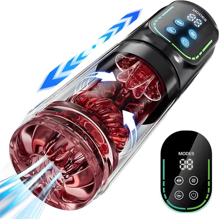 5 IN 1 Automatic Male Masturbator Thrusting Rotation Sucking Licking Function LED Display Vacuum Penis Pump Sex Toys for Men