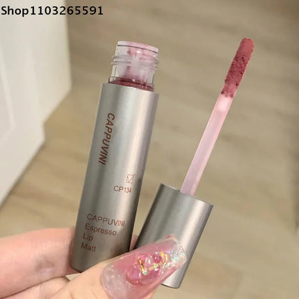 Cappuvini Mini Silver Tube Matte Velvet Lip Gloss – Waterproof, Non-Stick, Smudge-Proof, Long-Lasting Liquid Lipstick