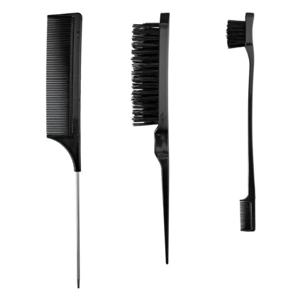 3Pcs Hairdressing Styling Combs Set Pointed Tail Comb Dual Head Eyebrow Brush Triple Row Hair Coiler Salon Tools