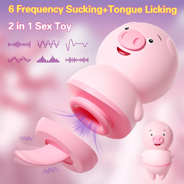 Female Tongue Licking Clitoris Sucking Vibrators Piggy G Spot Vagina Massager Vacuum Stimulator Sex Toys for Women Adults Goods