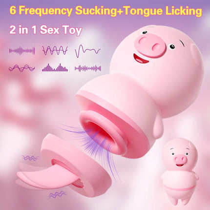 Female Tongue Licking Clitoris Sucking Vibrators Piggy G Spot Vagina Massager Vacuum Stimulator Sex Toys for Women Adults Goods