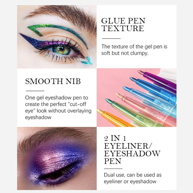 Shiny Chameleon Metallic Blue Eyeliner Gel Pen Eyeshadow Multicolor Eye Liner Pearlescent Polarized Glitter Eyes Pigment Makeup