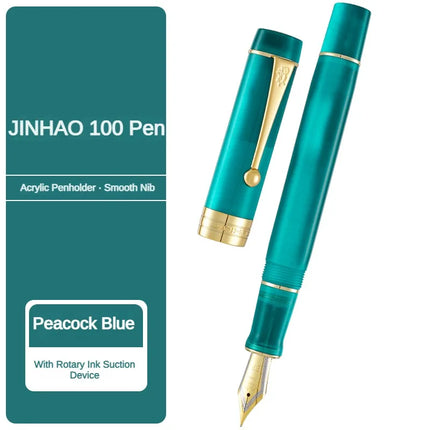JINHAO 100 Acrylic Fountain Pen Beautiful Green Gift Pen EF/F/M with Converter Writing Office School Supplies Stationery