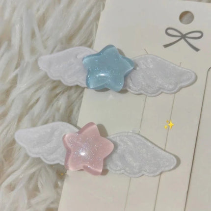 2pcs Cute Hairpins Sweet Hair Barrettes Y2K Pill Star Wings Hair Side Clip